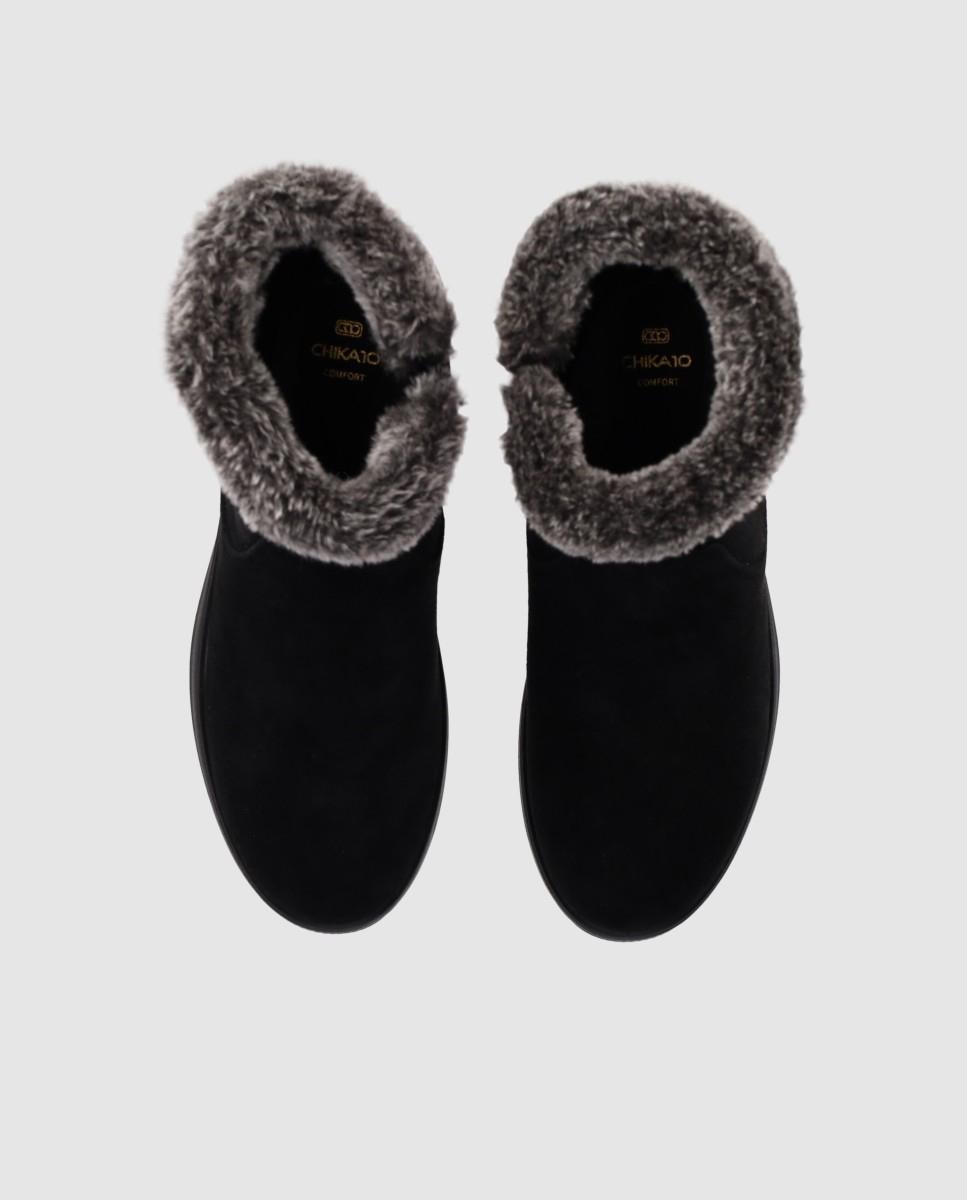 Botines de mujer con pelo de diseño aprés-sky y puntera redonda - Chika10 - Negro Negro-4