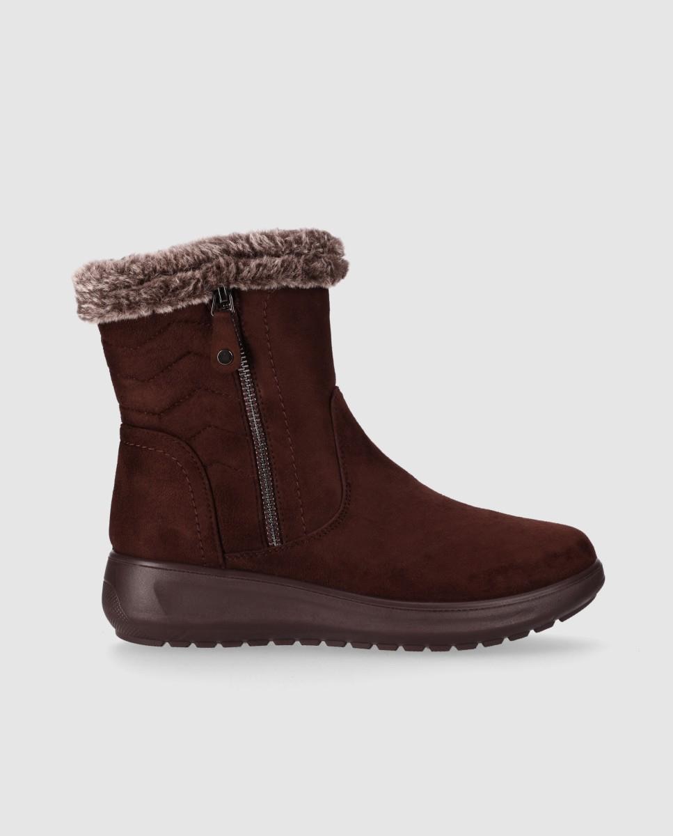 Botines de mujer con pelo de diseño aprés-sky y puntera redonda - Chika10 - Marrón Marrón-1