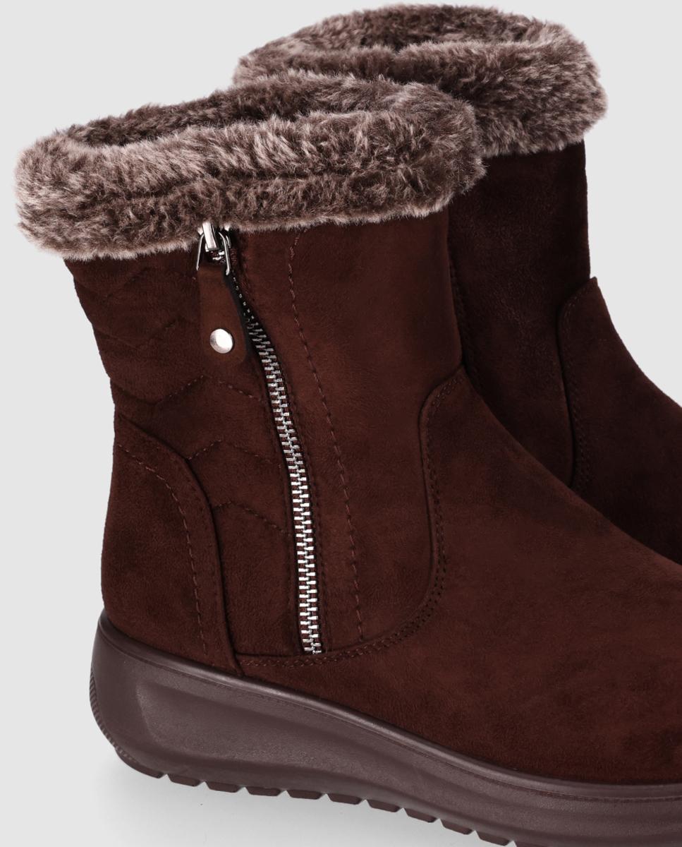 Botines de mujer con pelo de diseño aprés-sky y puntera redonda - Chika10 - Marrón Marrón-5