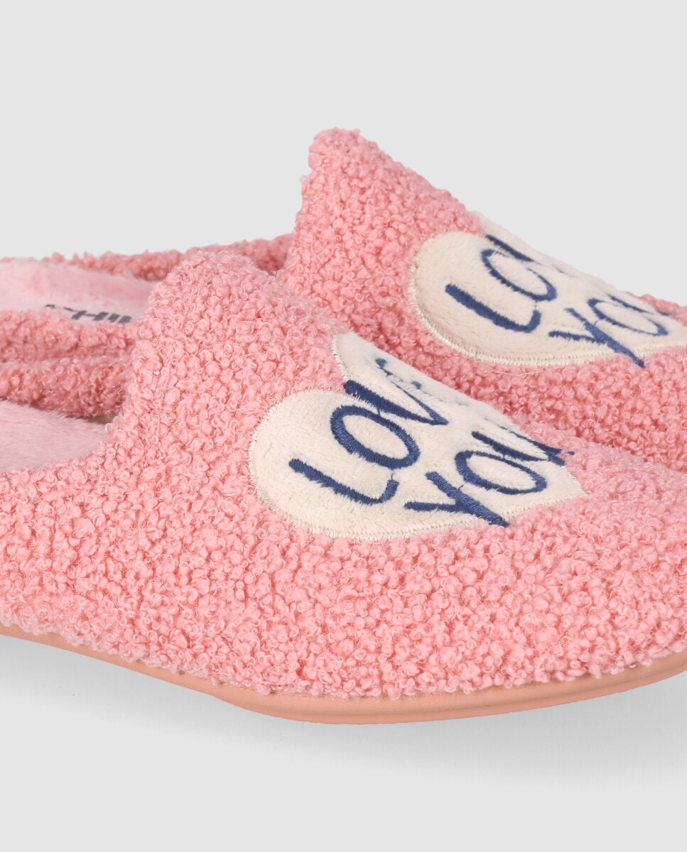 Zapatillas de casa de mujer con estilo cozy y puntera redonda - Chika10 - Rosa Rosa-5