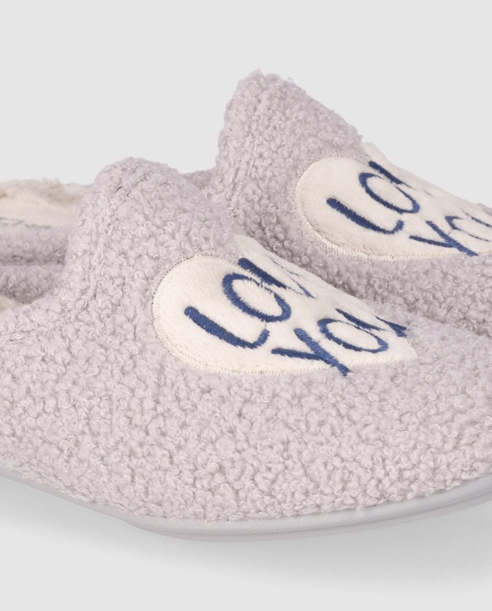 Zapatillas de casa de mujer con estilo cozy y puntera redonda - Chika10 - Gris Gris-5