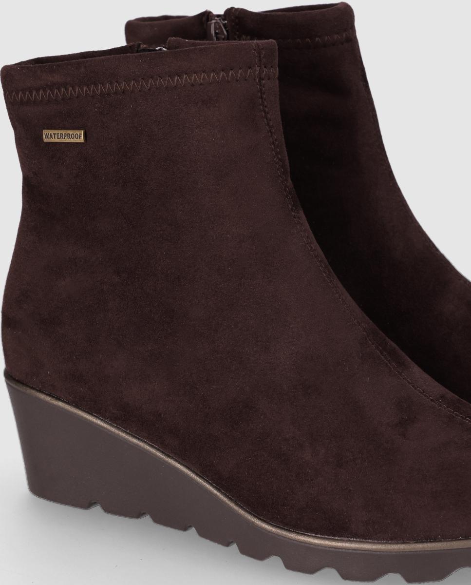 Botines básicos de cuña estilo calcetín con cierre de cremallera y empeine de piel - Chika10 - Marrón Marrón-5