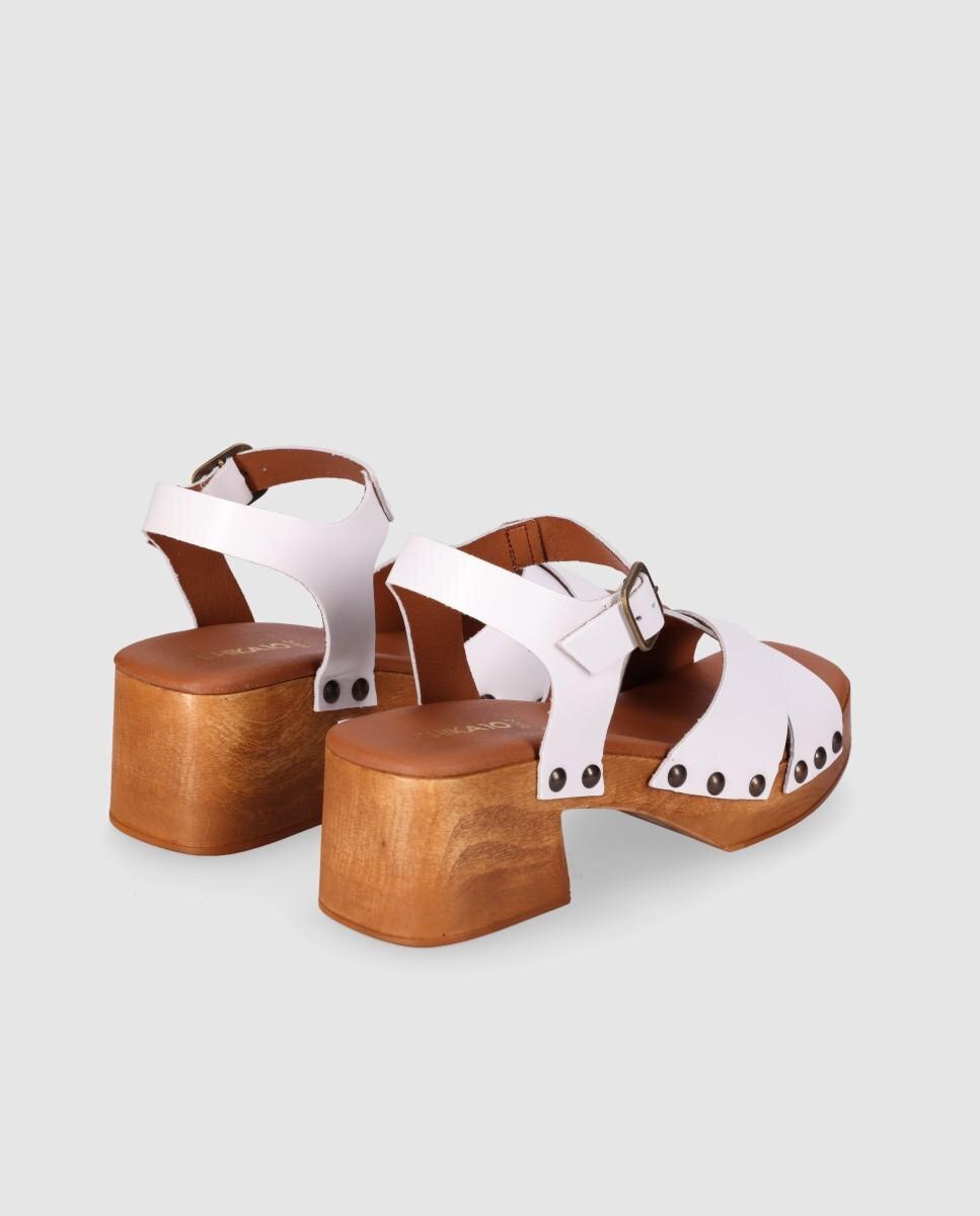 Sandalias de tacón de mujer con pala cruzada y cierre de hebilla - Chika10 - Blanco Blanco-2