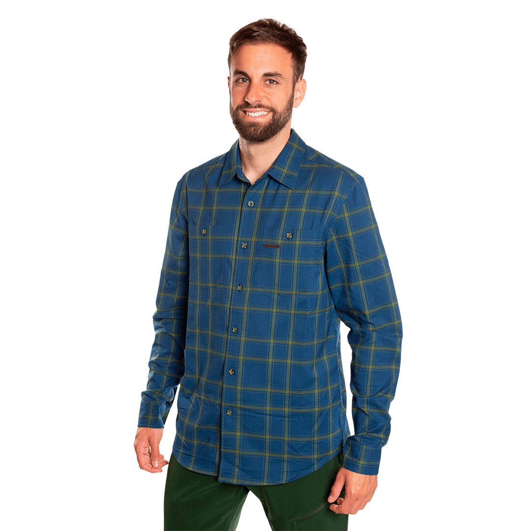 Camisa de hombre Zernez Trangoworld - Azul marino / Verde Azul marino / Verde-3