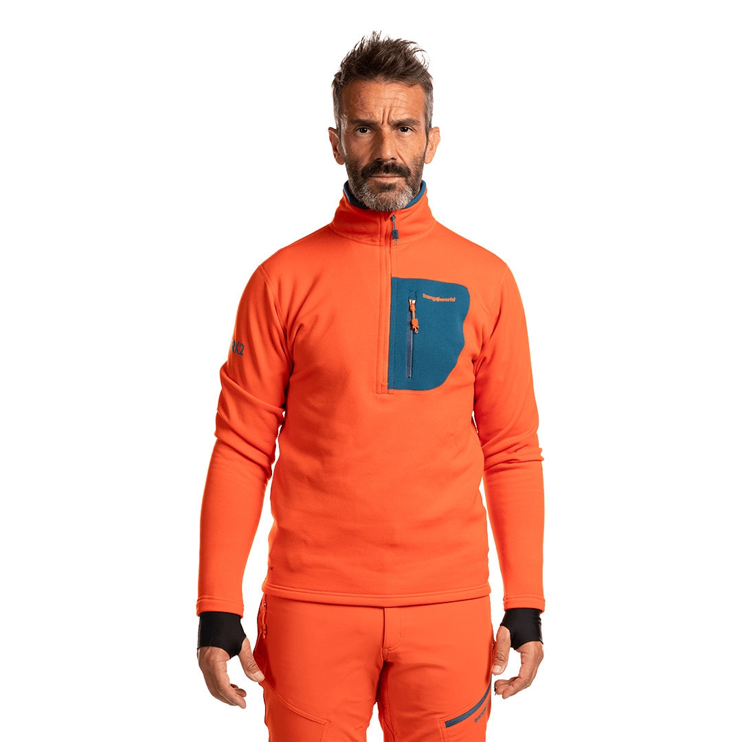 Forro polar de hombre Trx2 stretch pro Trangoworld - Naranja / Azul marino Naranja / Azul marino-3