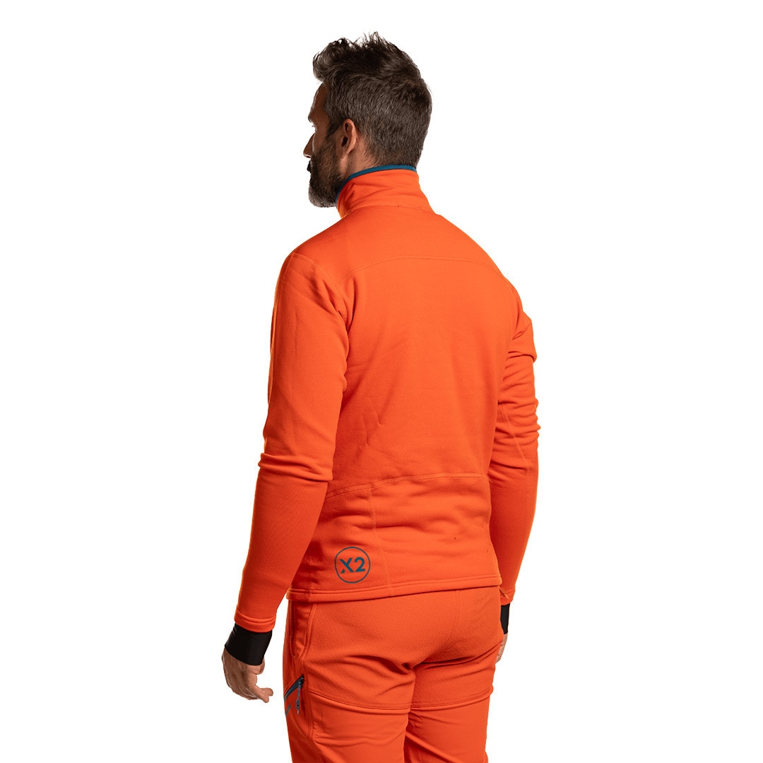 Forro polar de hombre Trx2 stretch pro Trangoworld - Naranja / Azul marino Naranja / Azul marino-4