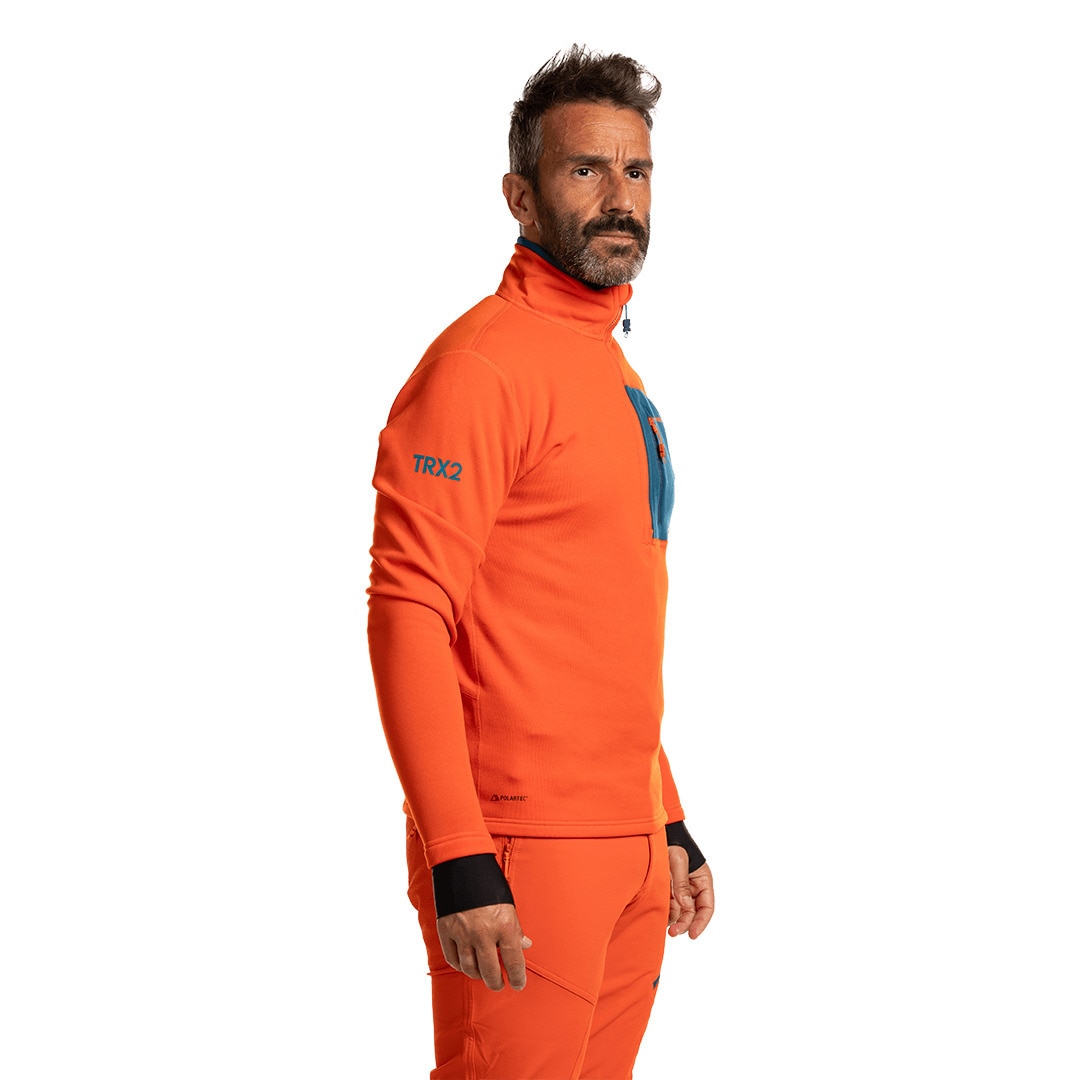Forro polar de hombre Trx2 stretch pro Trangoworld - Naranja / Azul marino Naranja / Azul marino-5
