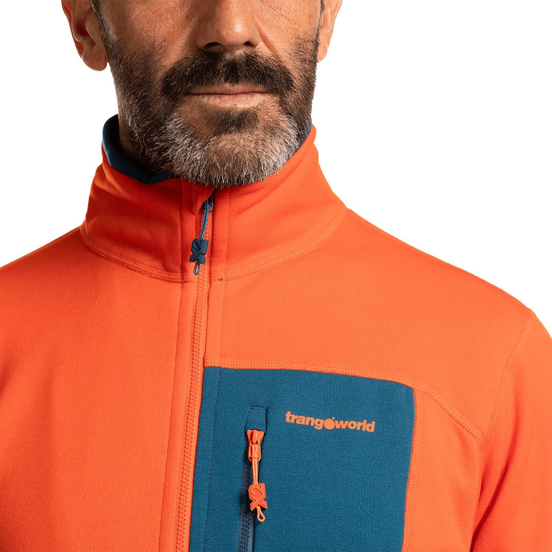 Forro polar de hombre Trx2 stretch pro Trangoworld - Naranja / Azul marino Naranja / Azul marino-7
