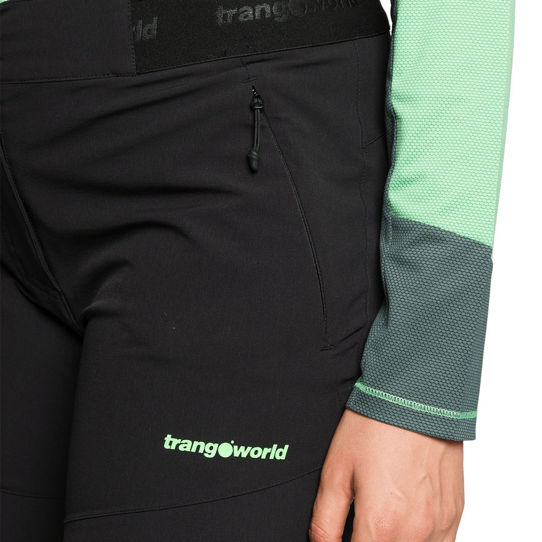 Pantalón largo de mujer Balmaz df Trangoworld - Negro / Verde Negro / Verde-4