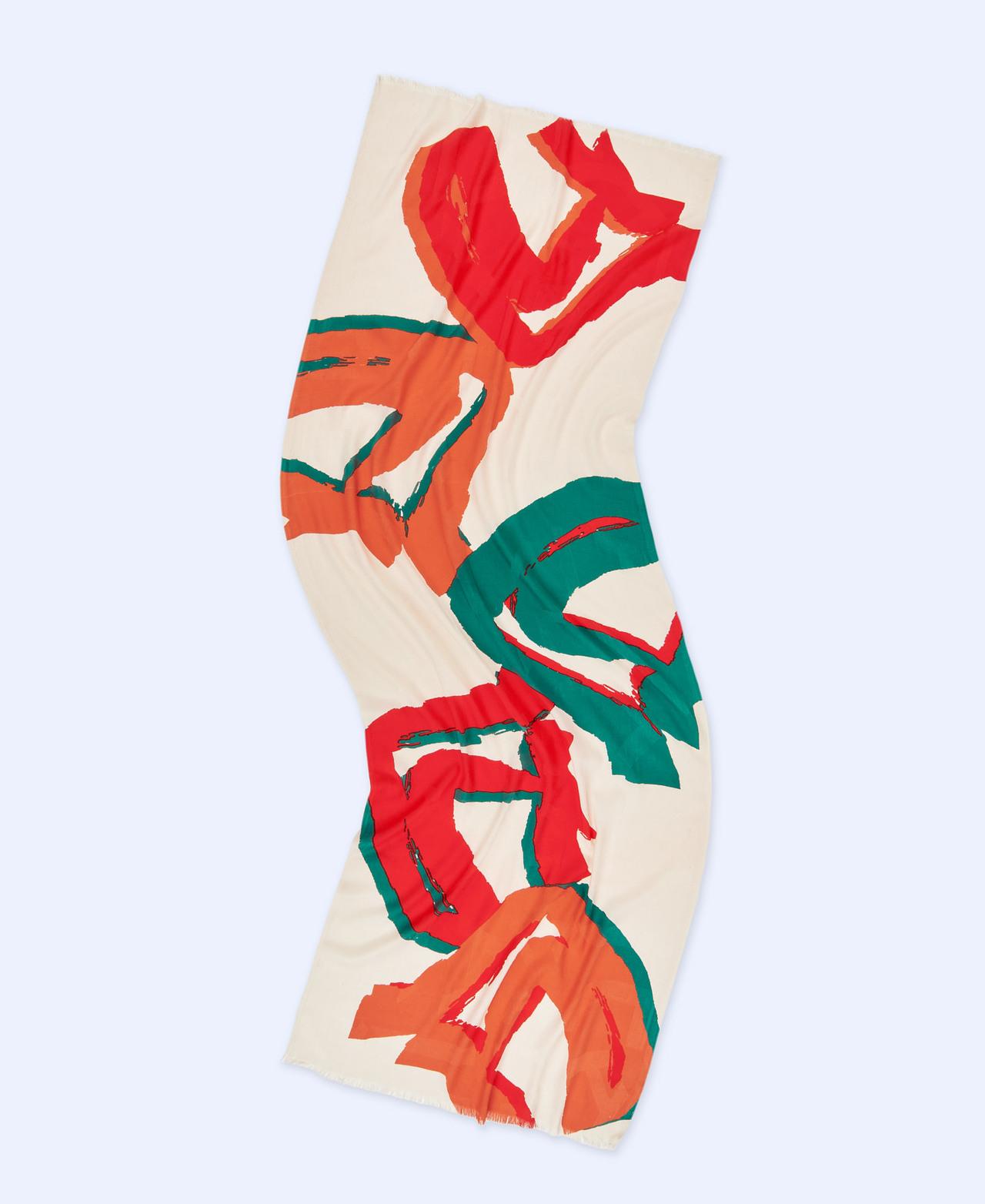 Pañuelo de mujer estampado con fleco corto - Adolfo Dominguez - Multicolor Multicolor-2