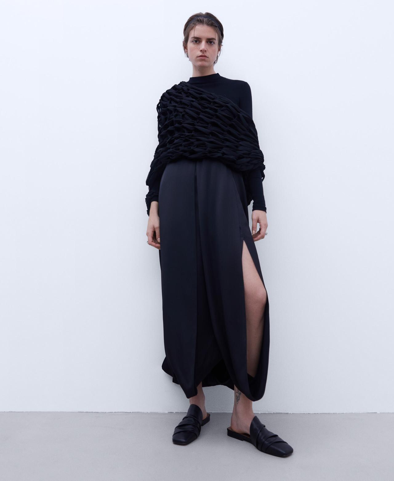 Jupe Plissée Adolfo Dominguez Noire Taille 41 (12) - Broderie Anglaise, Doublée, Longueur Genou