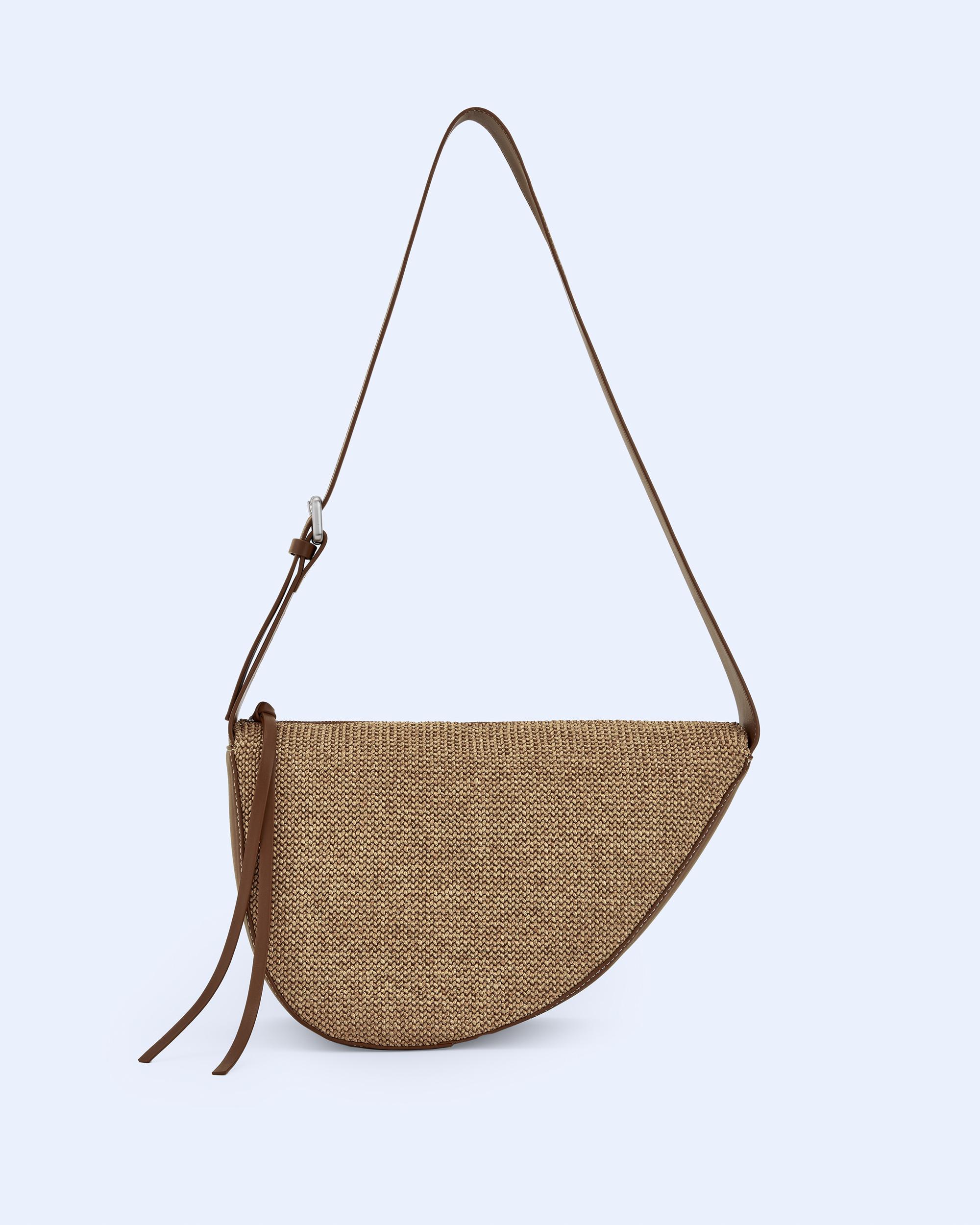 Bandolera de mujer con cierre de cremallera y bolsillos interiores - Adolfo Dominguez - Natural Natural-1