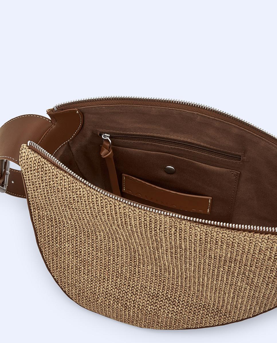 Bandolera de mujer con cierre de cremallera y bolsillos interiores - Adolfo Dominguez - Natural Natural-2