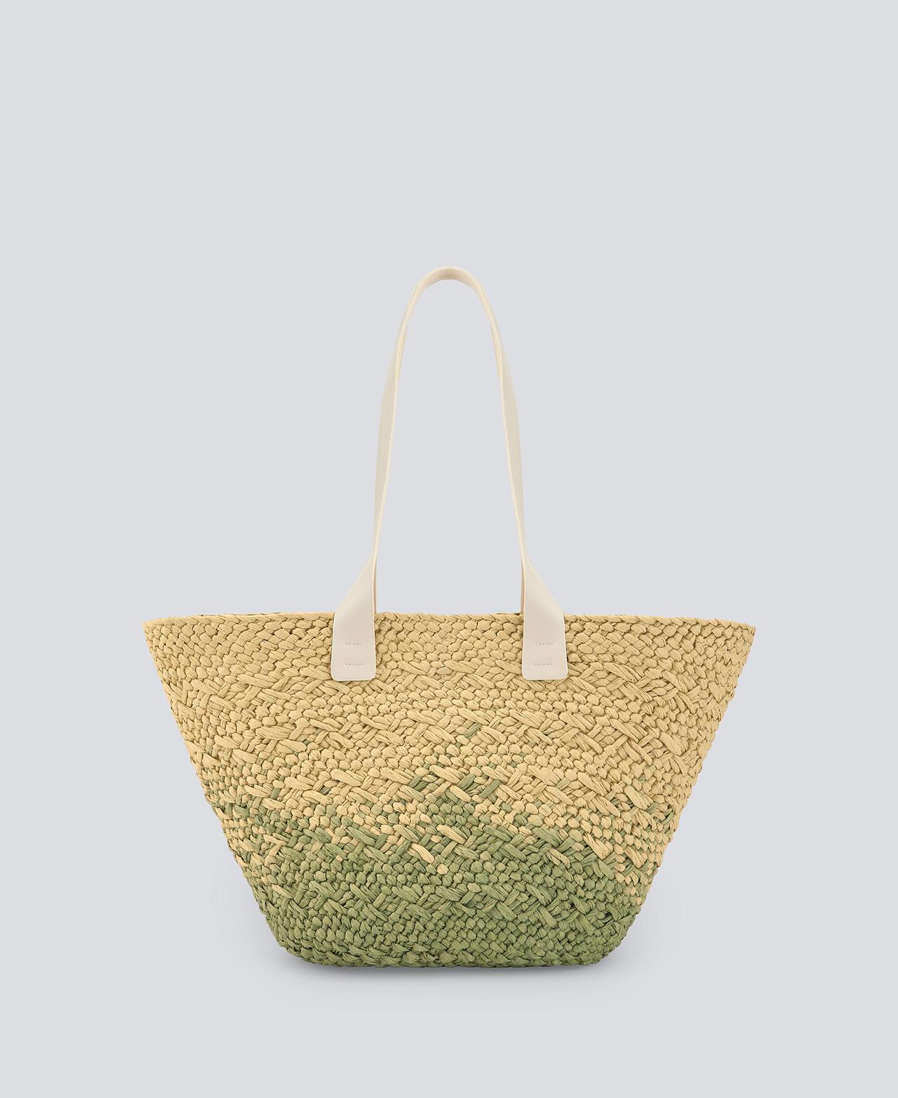 Capazo de mujer mediano trenzado en papel - Adolfo Dominguez - Verde Verde-2