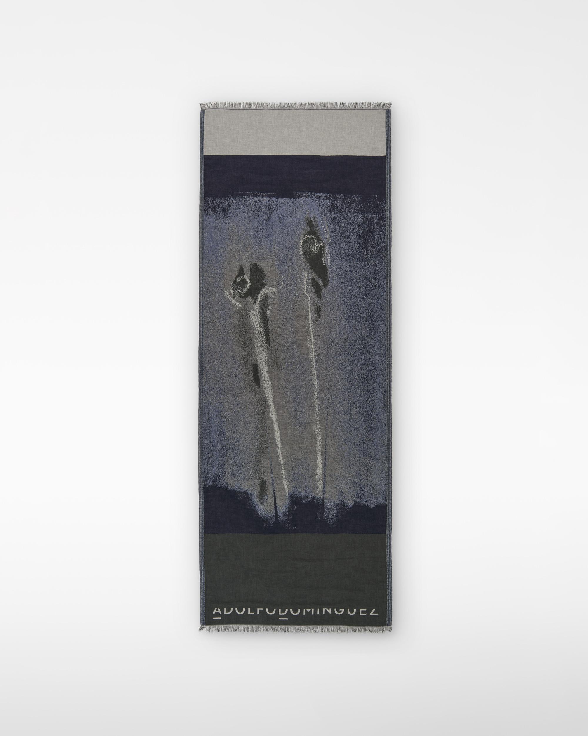 Chal de mujer con estampado spray y jacquard - Azul / Gris Azul / Gris-1