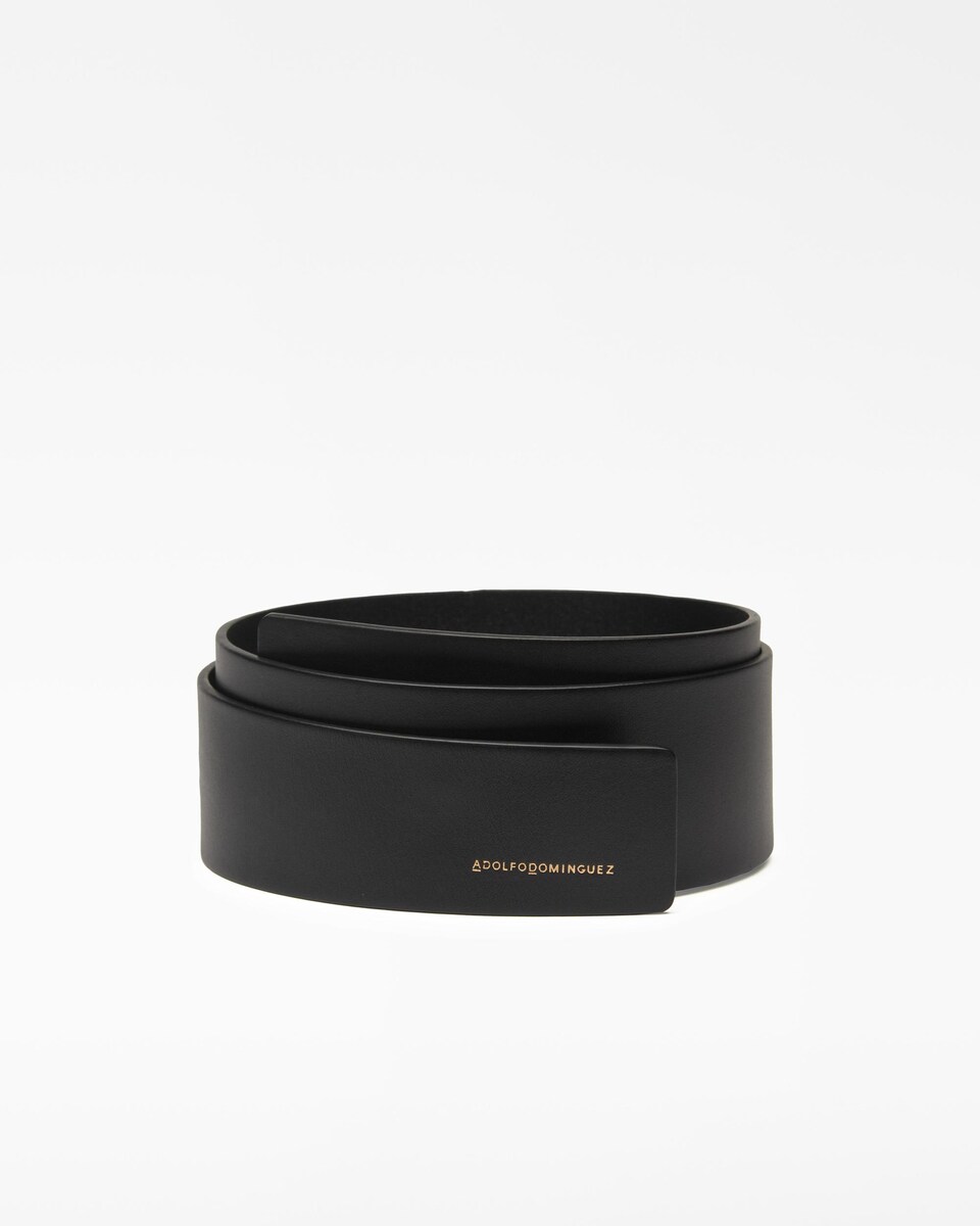 Cinturón de mujer en color negro con gemelos · Adolfo Dominguez