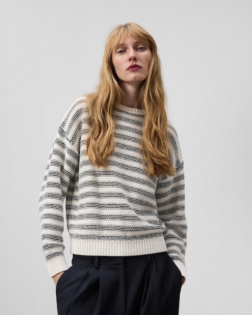 Imagen 0 de Jersey de mujer con rayas en punto con lino