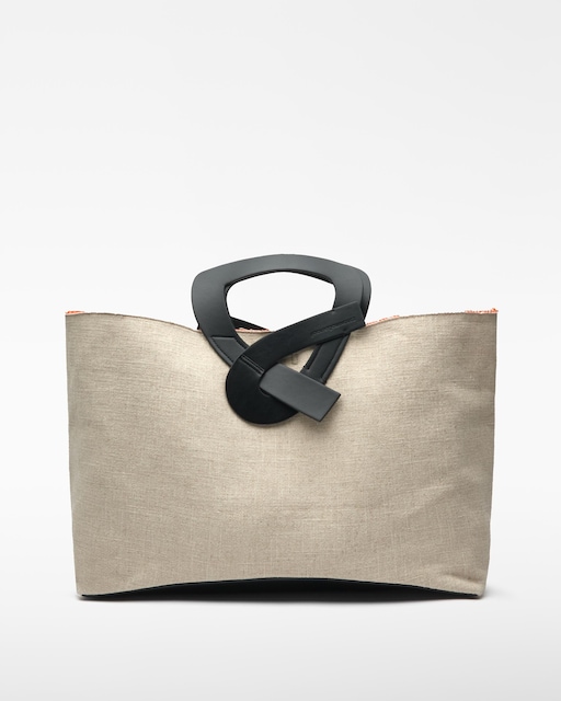 Imagen 0 de Bolso de mano de mujer tipo shopper grande en lino y algodón