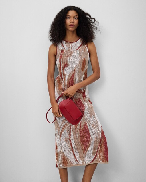 Imagen 0 de Vestido en jacquard con lino