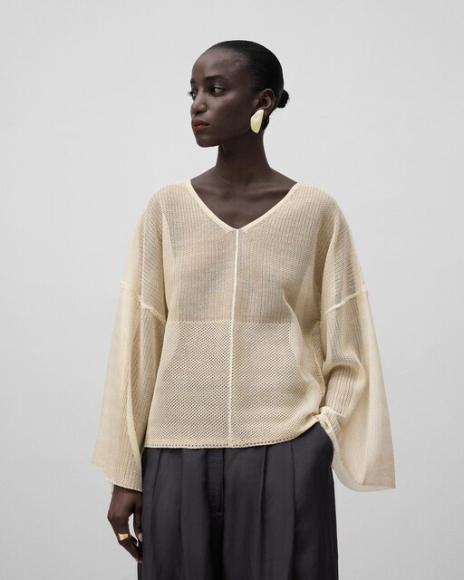 Imagen 0 de Jersey de mujer de cuello pico en punto de malla