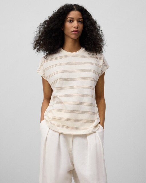 Imagen 0 de Camiseta de mujer jacquard de rayas