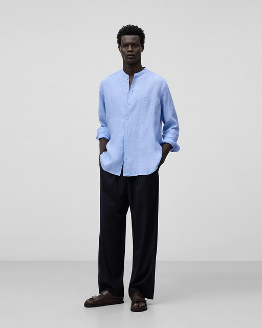 Imagen 0 de Camisa de hombre con cuello mao en lino europeo