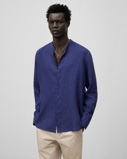 Imagen 0 de Camisa de hombre de lino con cuello mao