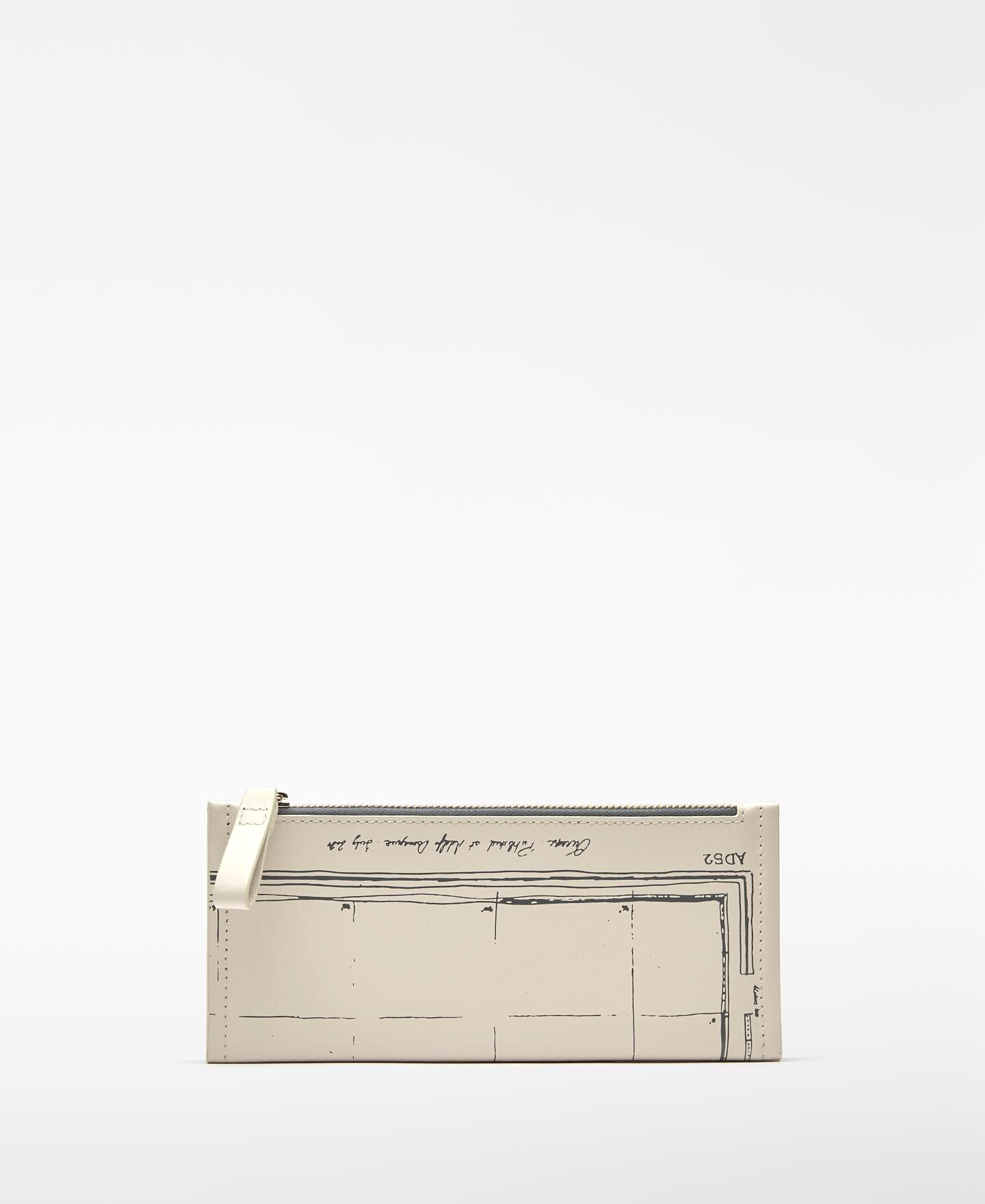 Billetera de mujer de piel con estampado - Adolfo Dominguez - Beige Beige-1