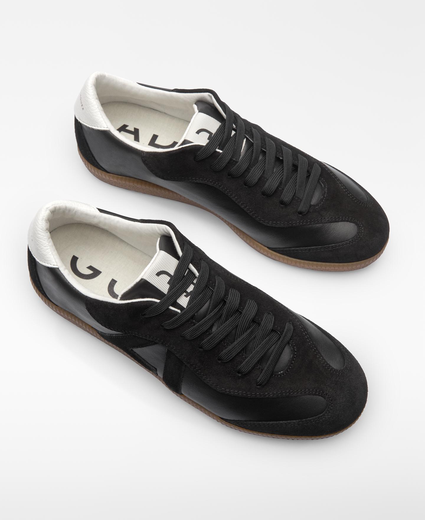 Zapatillas básicas de mujer de piel con maxi logo y ante - Adolfo Dominguez - Negro Negro-4