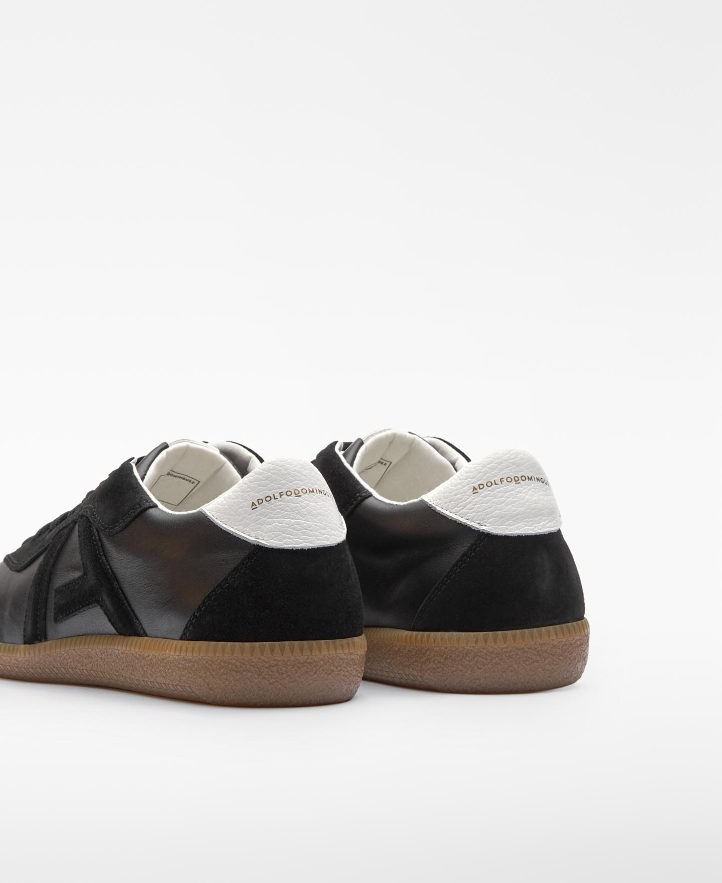Zapatillas básicas de mujer de piel con maxi logo y ante - Adolfo Dominguez - Negro Negro-3