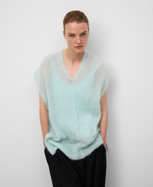 Imagen 0 de Chaleco de punto de mujer con mohair y manga sisa