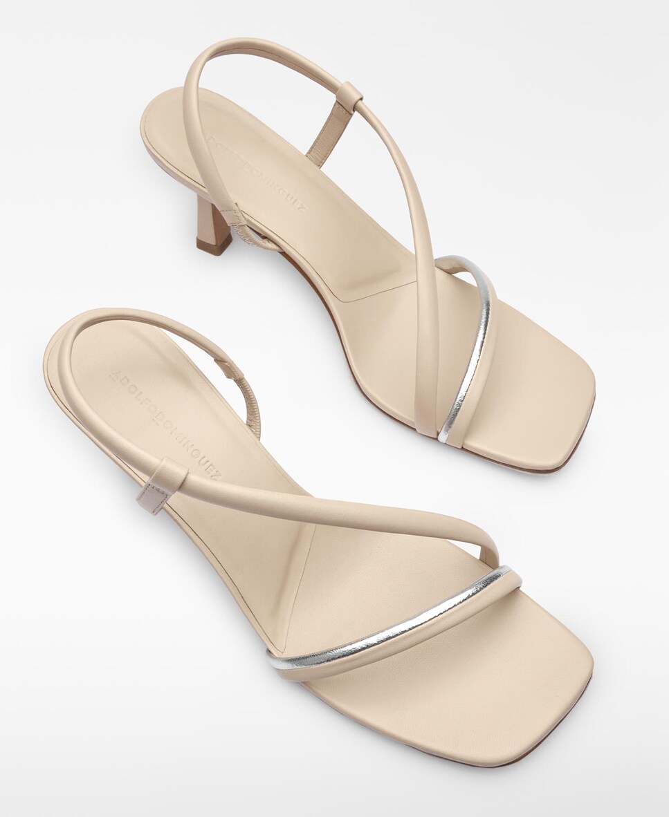 Sandalias de tacón de mujer en piel responsable con tira