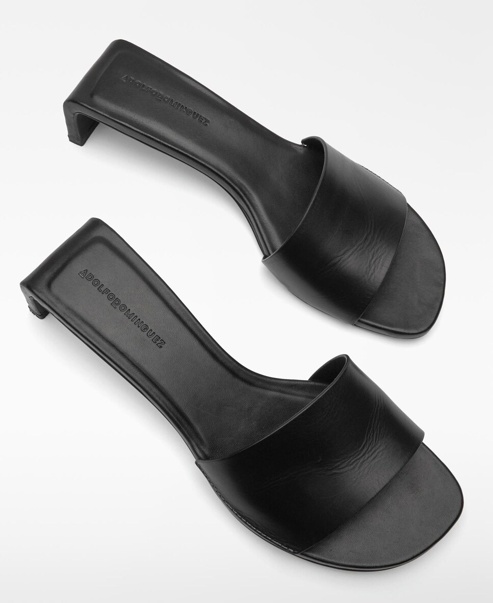 Sandalias de tacón de mujer de piel en negro 36 Negro