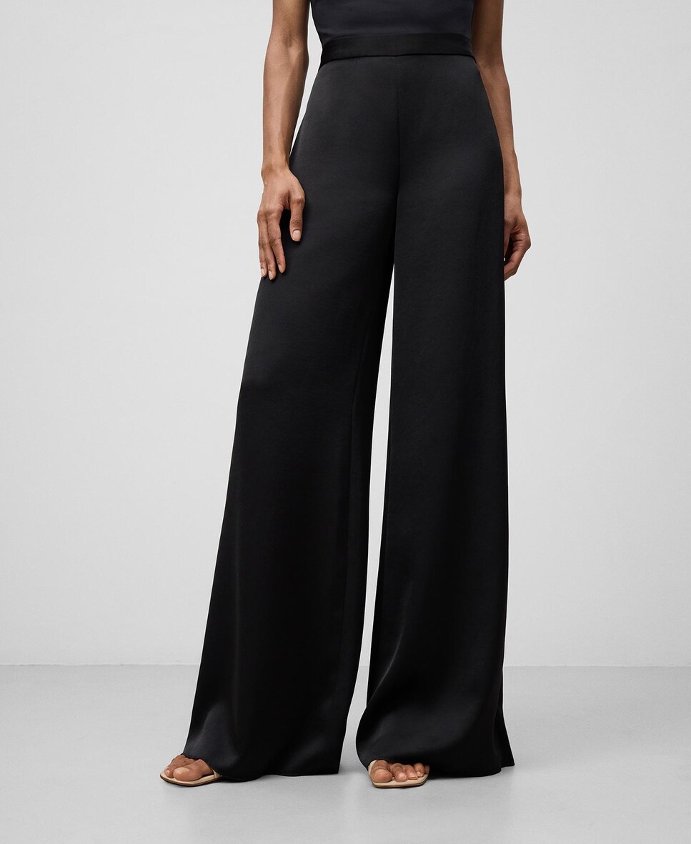 Pantalón palazzo de mujer de pierna ancha con cremallera invisible 34 Rojo