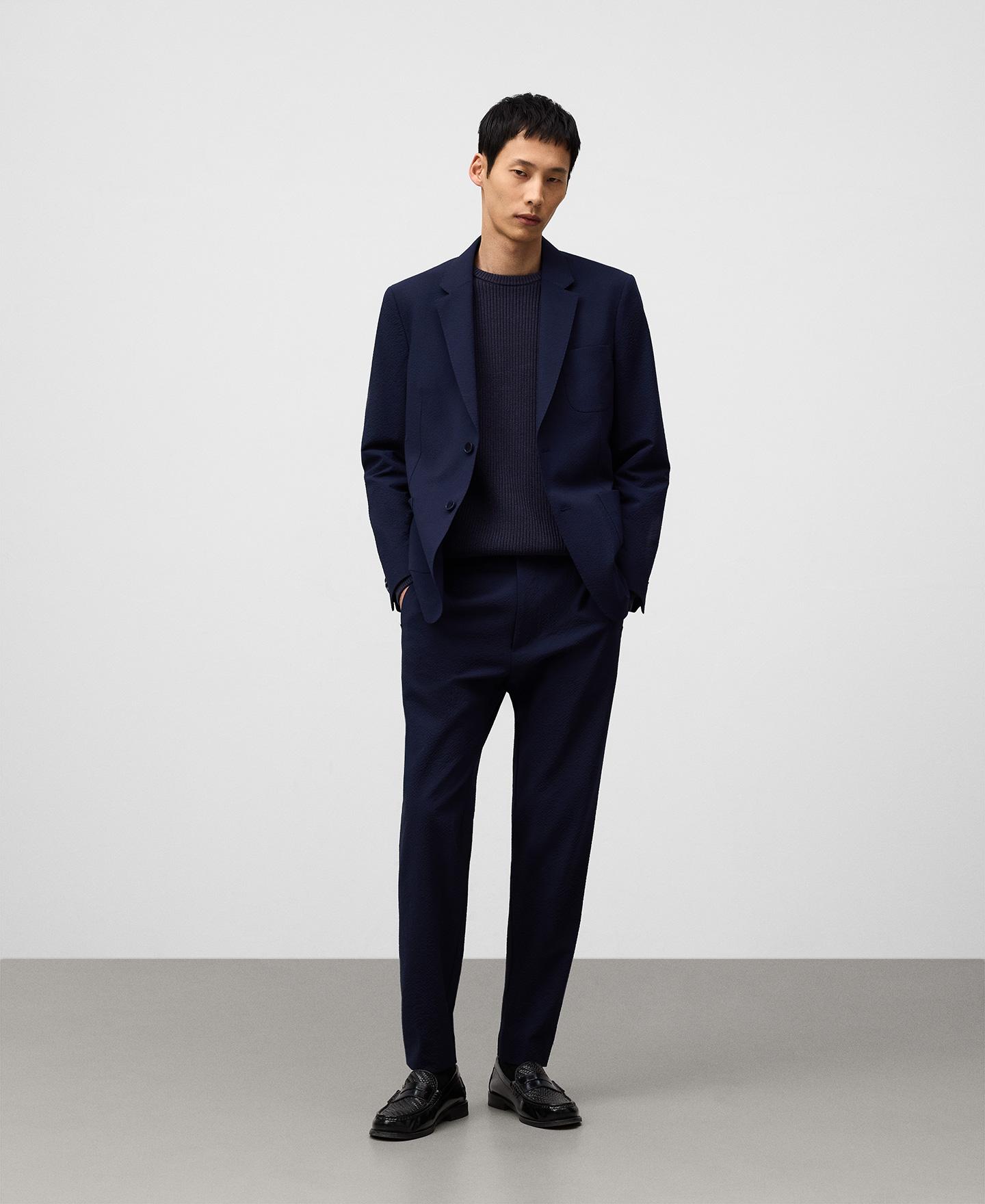 Pantalón de vestir de hombre corte slim - Adolfo Dominguez - Azul marino Azul marino-2