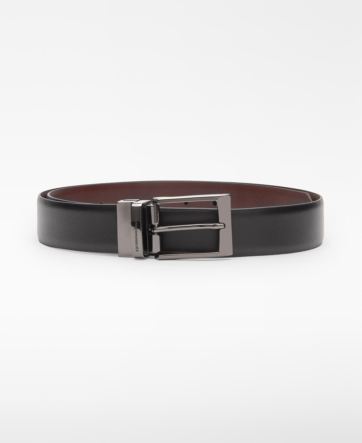 Cinturón de hombre reversible de piel - Adolfo Dominguez - Negro Negro-1