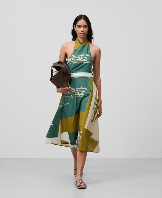 Imagen 0 de Vestido estampado con cuello halter
