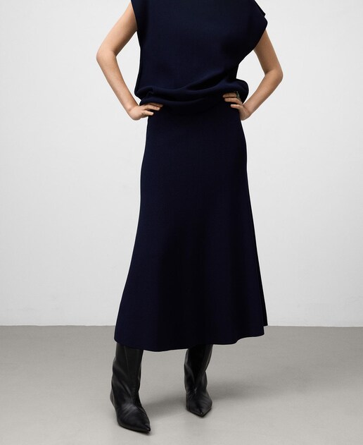 Imagen 0 de Falda midi evasé de punto