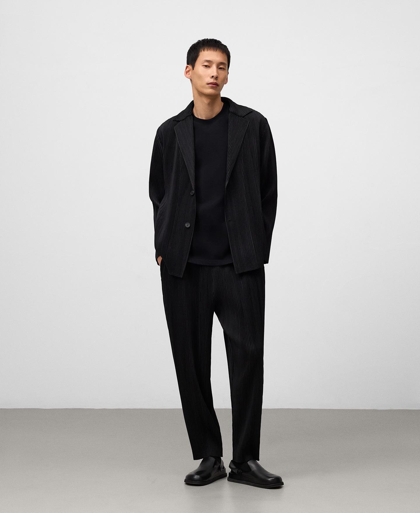 Blazer de hombre en tejido crinkle de botones - Adolfo Dominguez - Negro Negro-2
