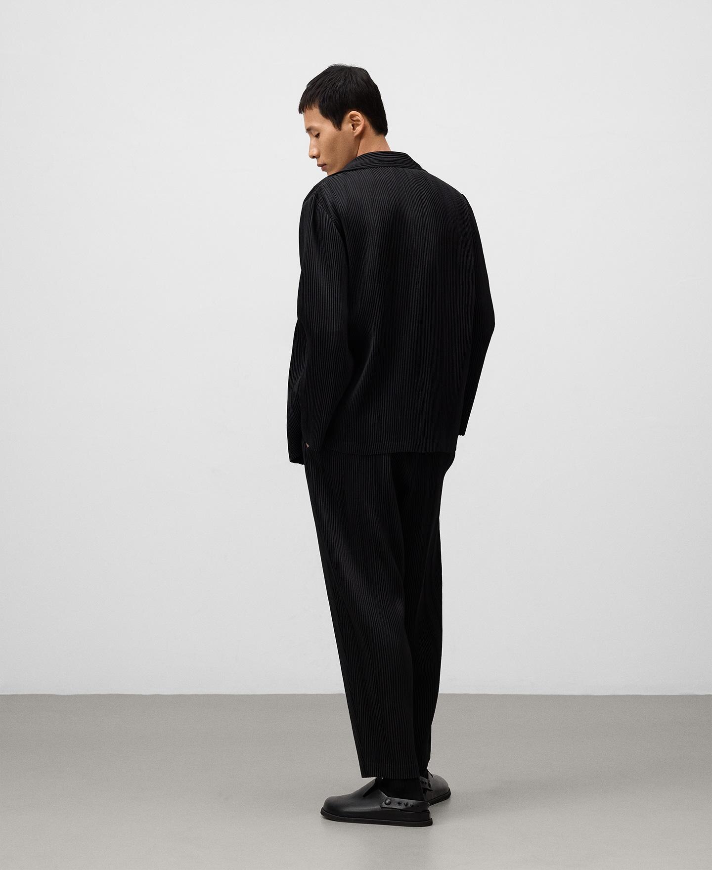 Blazer de hombre en tejido crinkle de botones - Adolfo Dominguez - Negro Negro-3