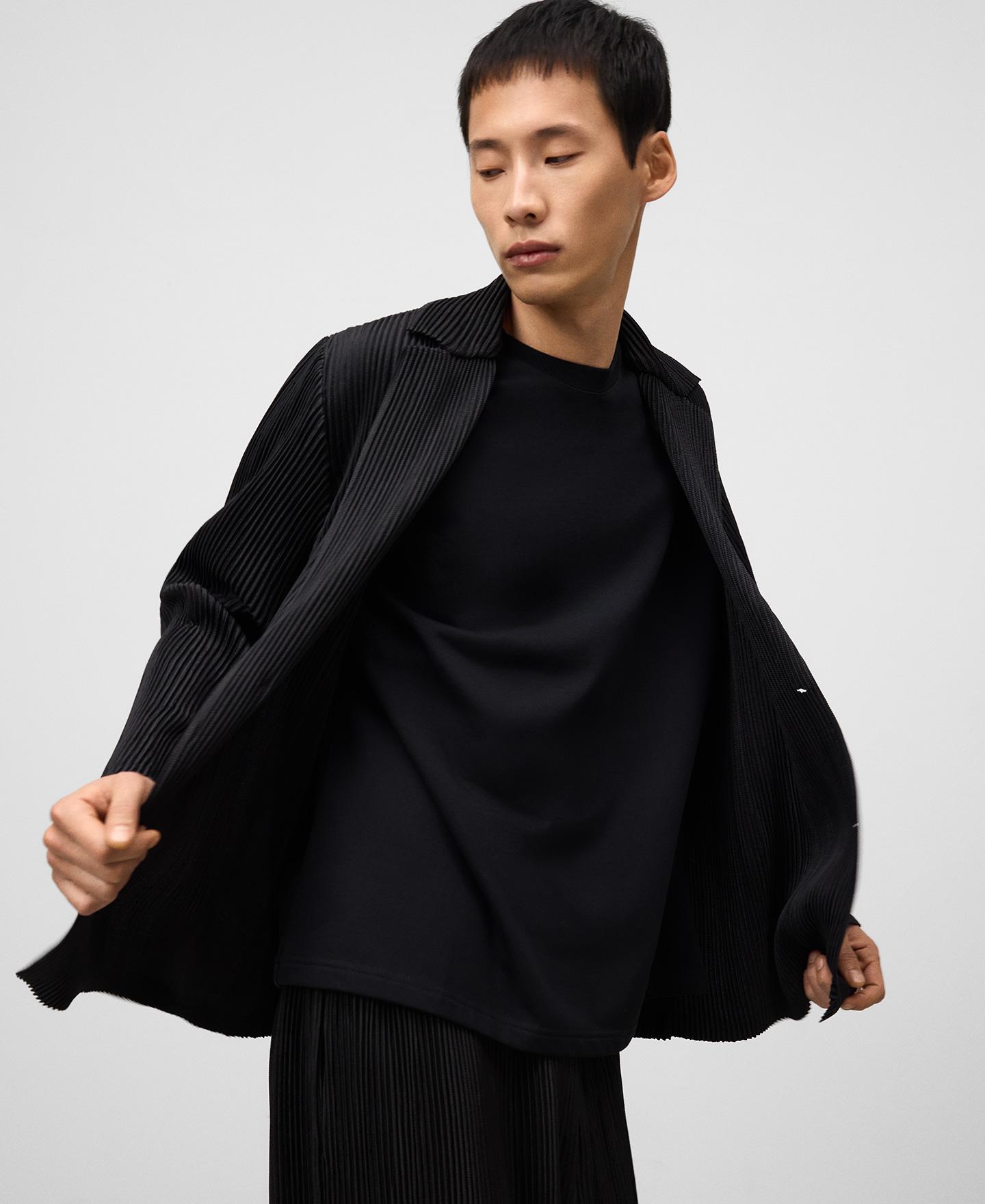 Blazer de hombre en tejido crinkle de botones - Adolfo Dominguez - Negro Negro-4