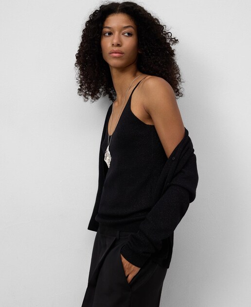 Imagen 0 de Top de mujer de tirantes en punto metalizado