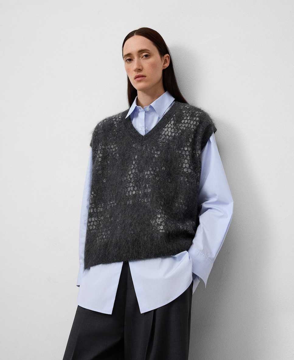 Chaleco de vestir en punto jacquard 36/XS Gris