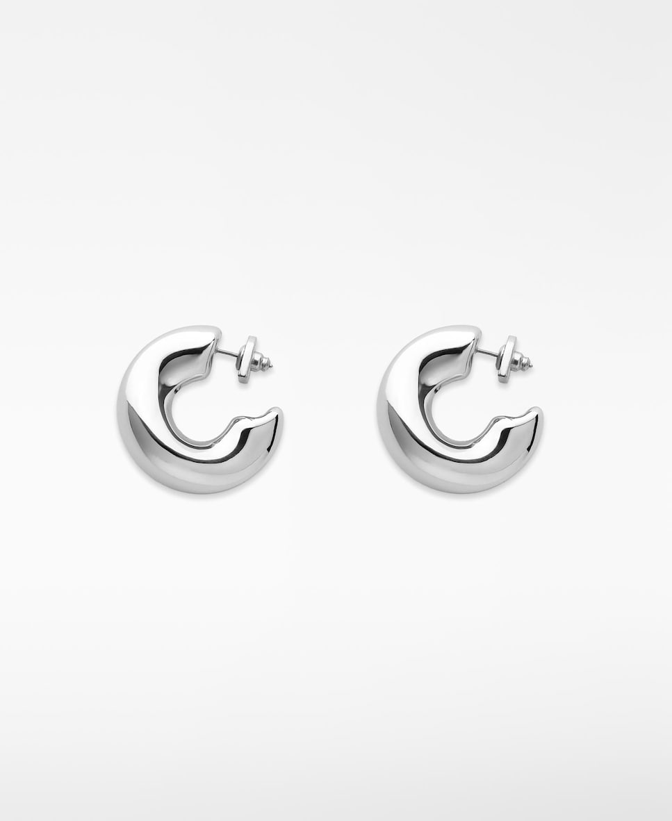 Pendientes de aro de mujer metálicos irregulares Plateado-1