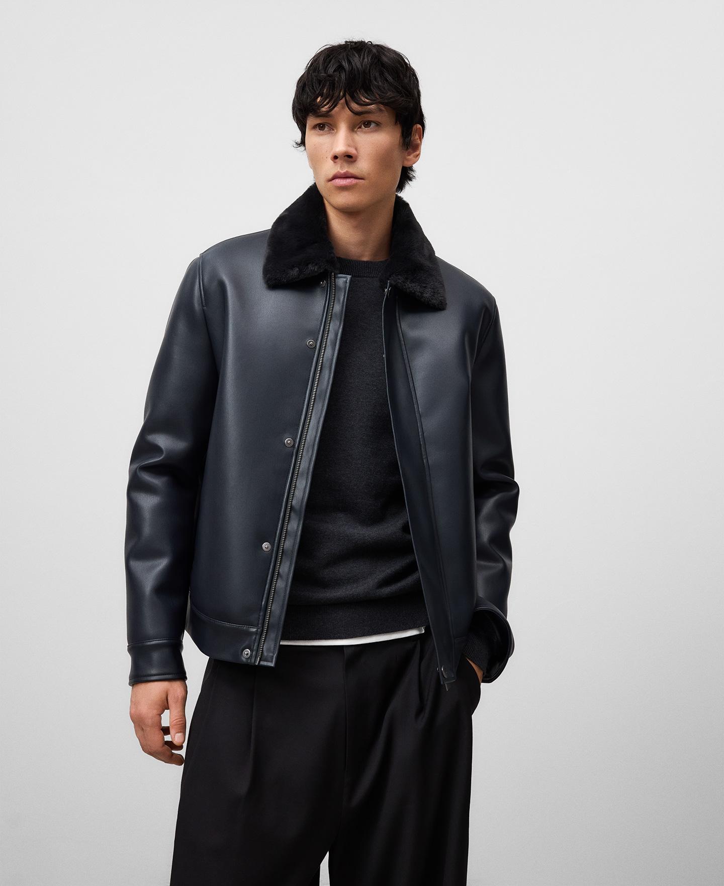 Chaqueta de hombre tipo aviador con interior de pelo