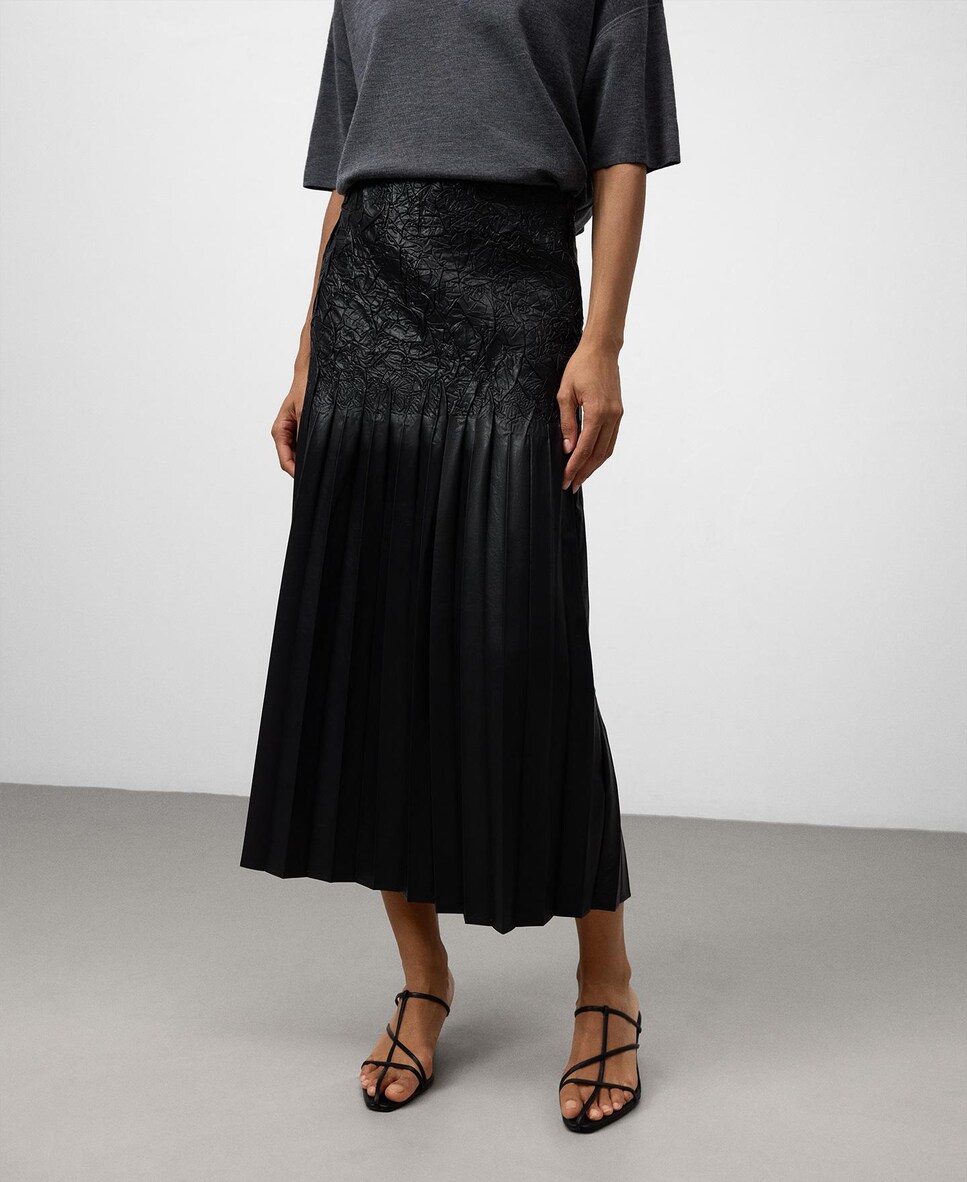 Falda plisada efecto arrugado 34 Negro