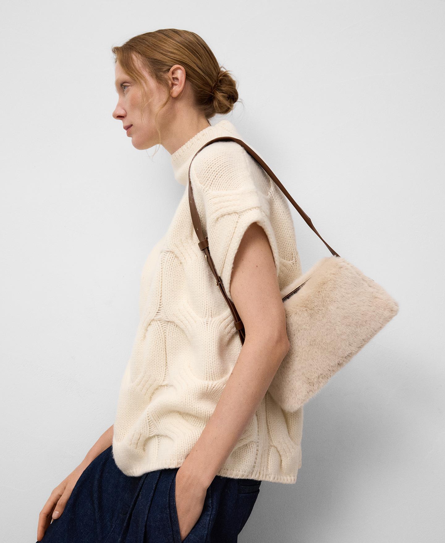 Bolso de hombro Mica con efecto pelo - Adolfo Dominguez - Lana Lana-3