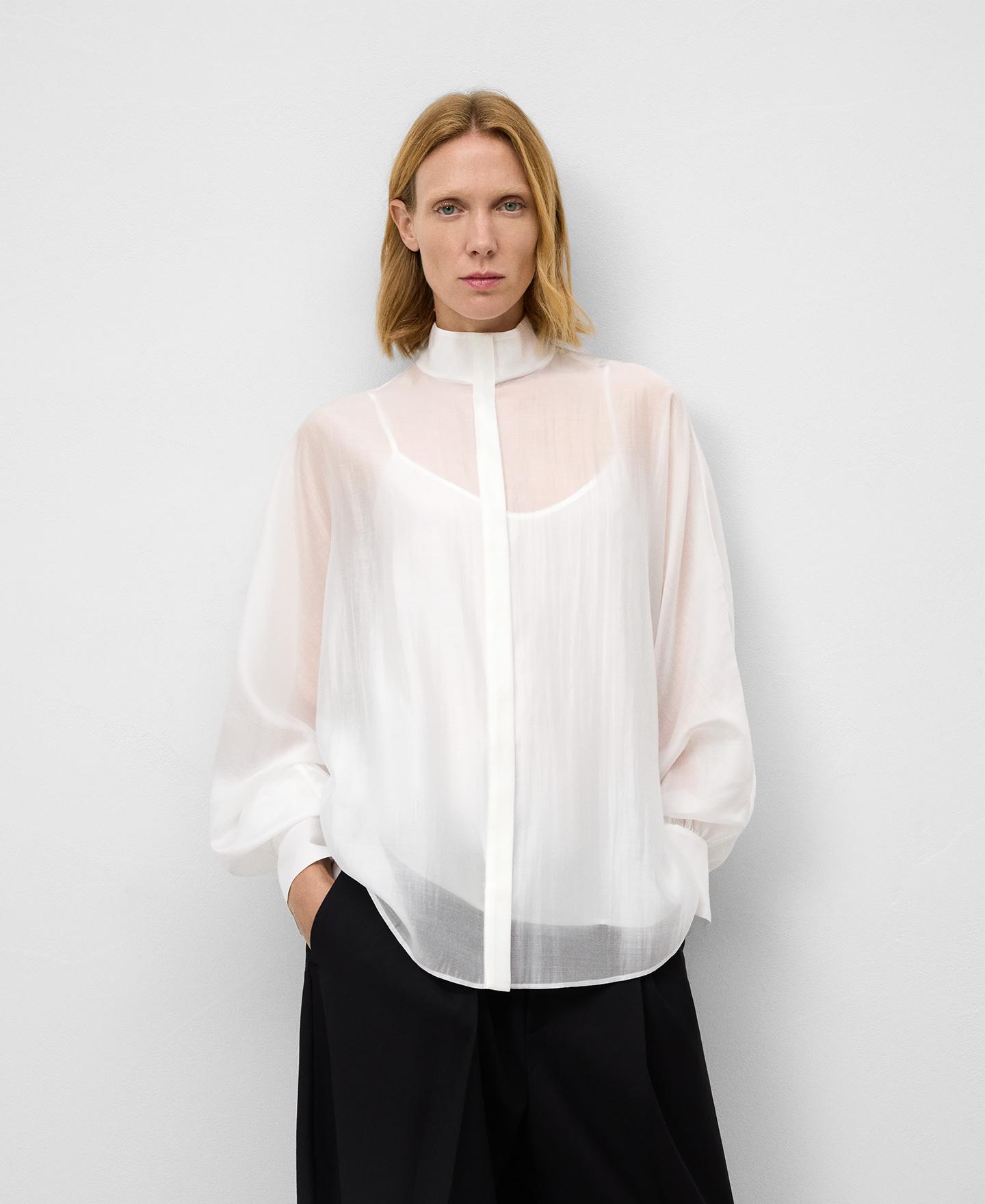 Camisa de mujer amplia semitransparente - Adolfo Dominguez - Blanco Blanco-1