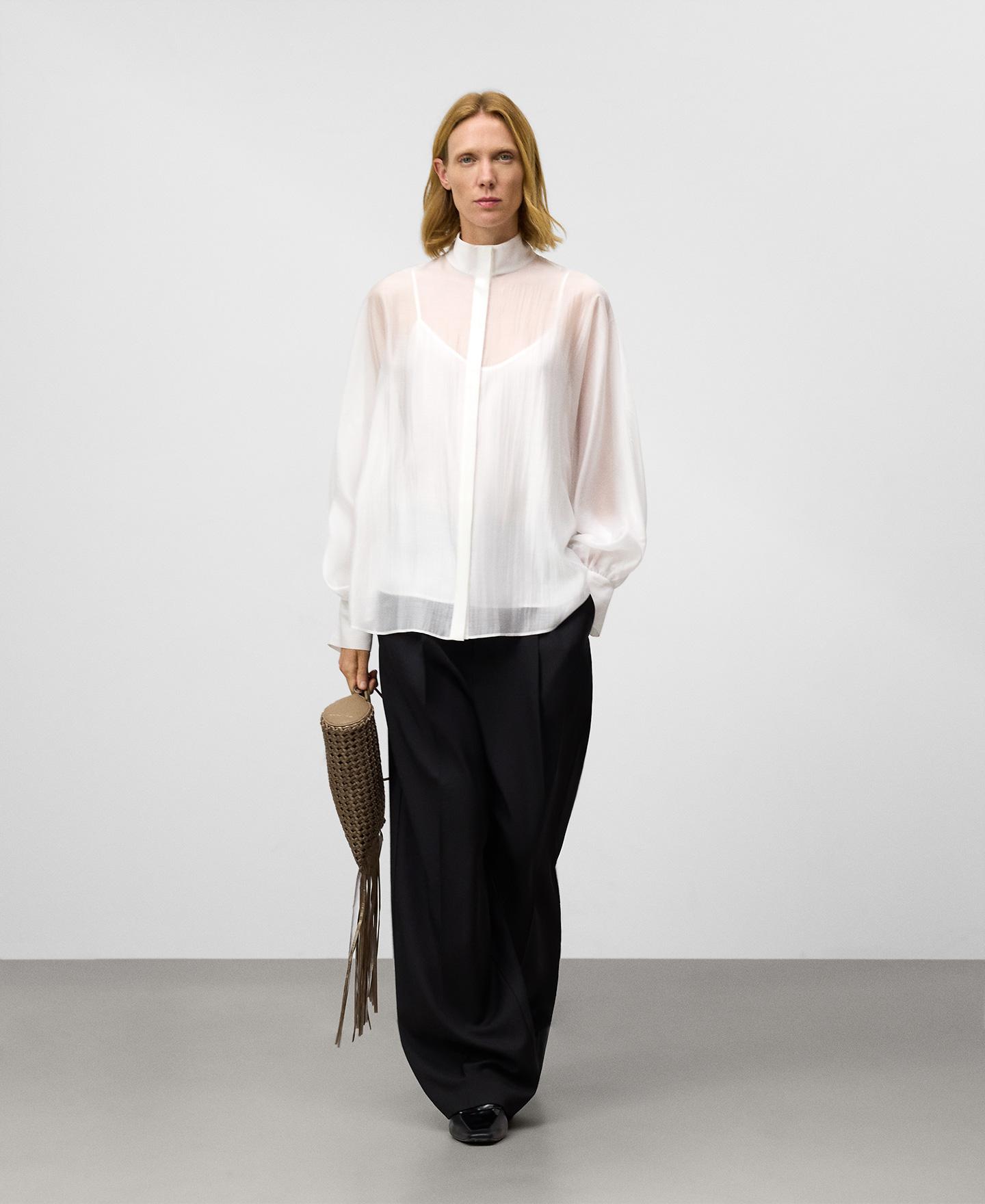Camisa de mujer amplia semitransparente - Adolfo Dominguez - Blanco Blanco-2