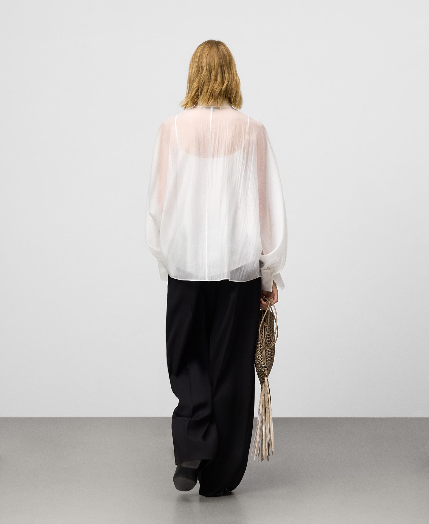 Camisa de mujer amplia semitransparente - Adolfo Dominguez - Blanco Blanco-3